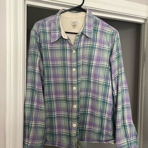 L.L. Bean Teal and Lavender Plaid Shirt